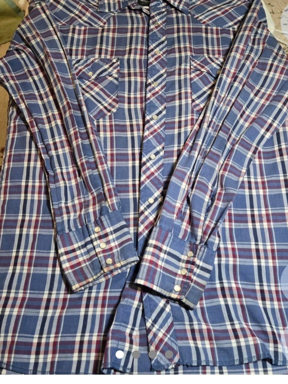 Vintage Wrangler Western Pearl Snap Plaid Shirt Men's 17 XL Tall Long Cowboy Ran